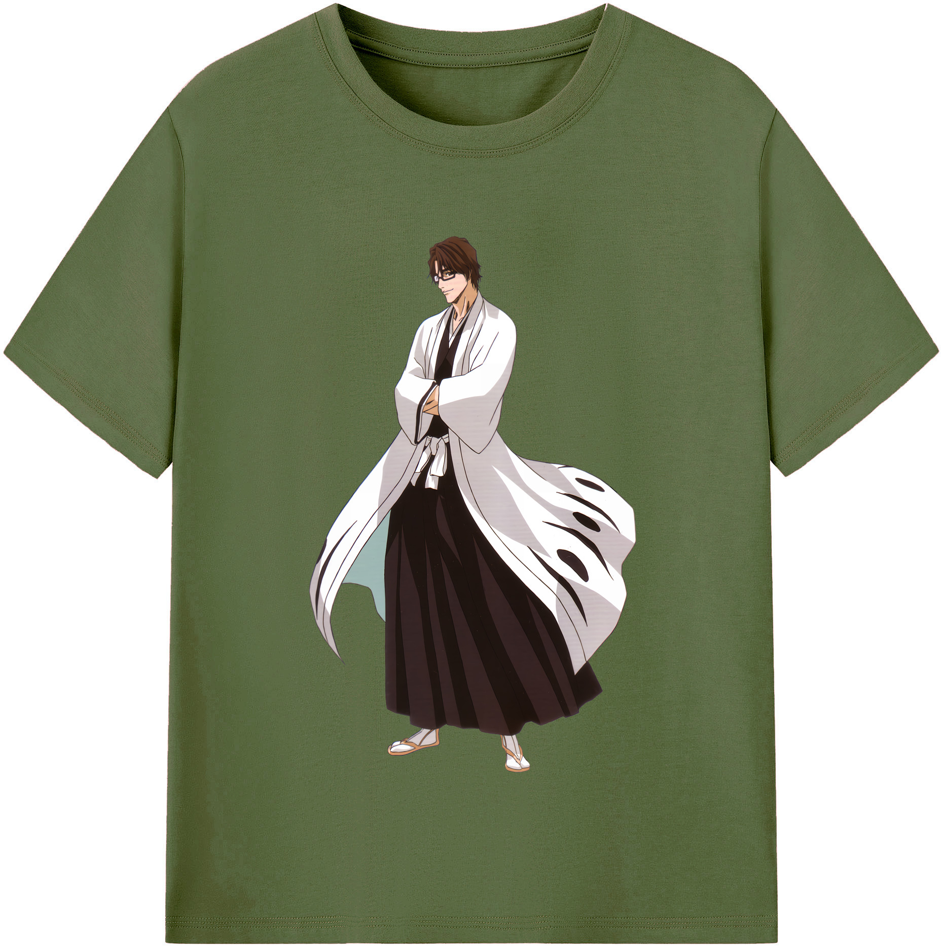 （画像用） ブリーチ 藍染 惣右介（あいぜん そうすけ） BLEACH Aizen Sousuke 綿100％半袖Tシャツ（フロントプリント）